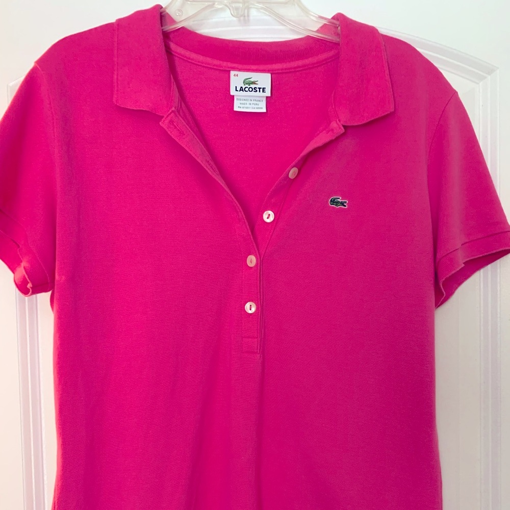 Lacoste Magenta Pink Polo Top - Size Medium